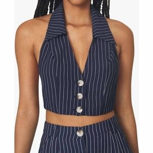 NWT WEWOREWHAT Bella Vest Pinstripe Dress Blues Size XL Revolve